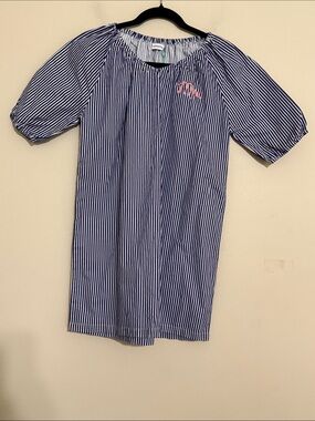 La Paloma Girls Navy Stripe Nightgown Pink Embroidery 10/11y casual vacation